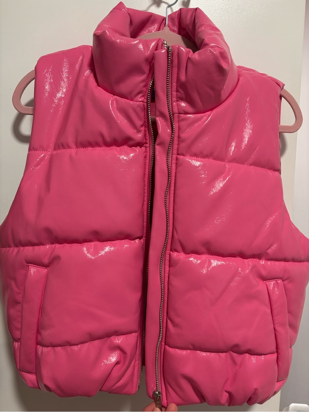 Womens Pink Puffer Vest - Lightweight Quilted Jacket